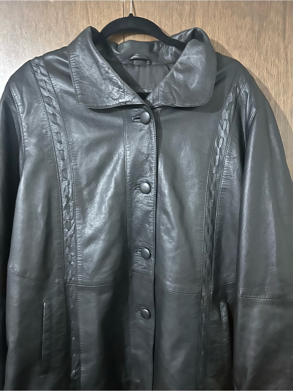 Boutique of Leathers Classic Women's Leather Button-Front Jacket Black Size 16 - Picture 3 of 14
